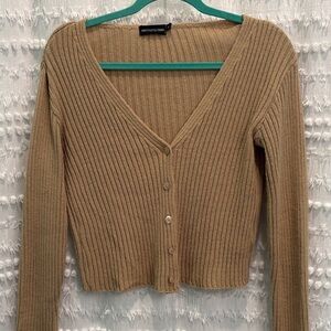 PrettyLittleThing Camel Ribbed Cardigan
